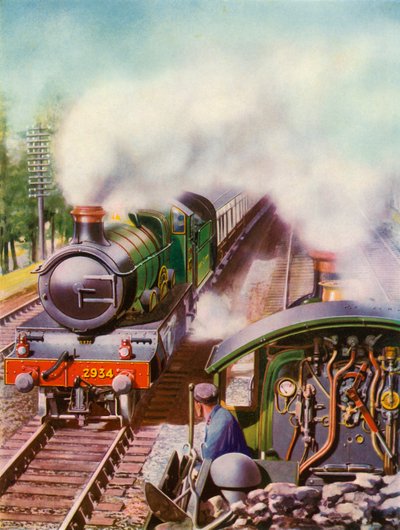 Vorbeifahrt mit Geschwindigkeit. Eine ungewöhnliche Ansicht vom Tender einer Güterlokomotive, 1935-36 von Unbekannt