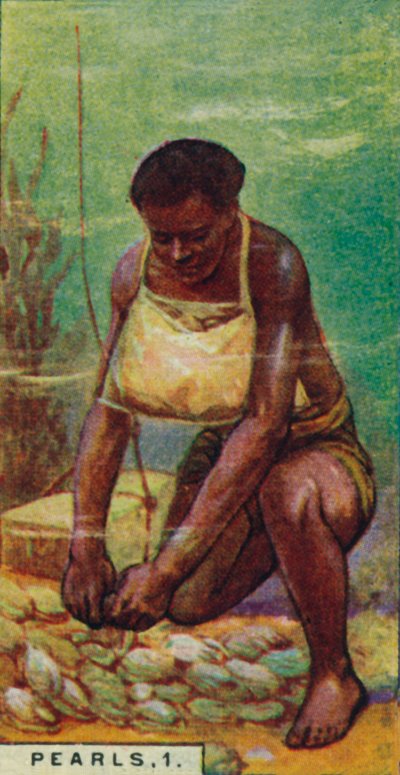 Perlen 1. Einheimischer Taucher bei der Arbeit, Ceylon, 1928 von Unbekannt