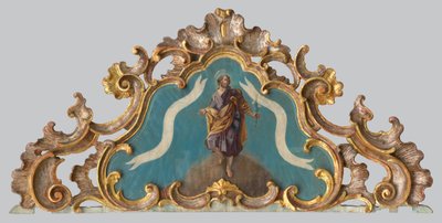 Giebel eines Altars mit einer Heiligenfigur von Unbekannt