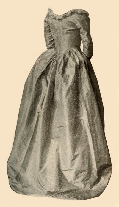 Bild eines blauen interessanten Kleides, getragen von Mrs. St. Clair, ca. 1760 von Unbekannt