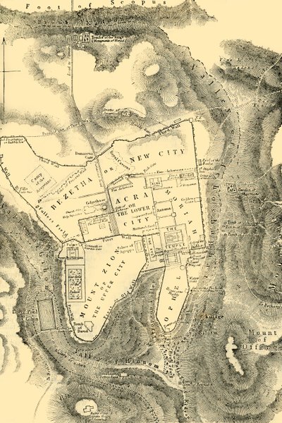 Plan von Jerusalem im ersten christlichen Jahrhundert, 1890 von Unbekannt