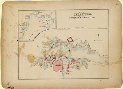 Plan von Sewastopol mit seinem Reede und Befestigungen, ca. 1858 von Unbekannt