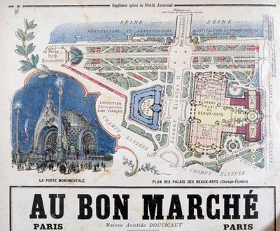 Plan der Porte Monumentale und des Palais des Beaux-Arts, 1900 von Unbekannt
