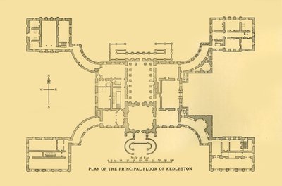 Plan des Hauptgeschosses von Kedleston, 1925 von Unbekannt