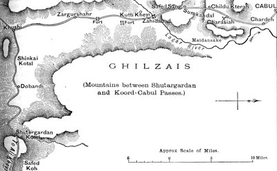 Plan der Straße vom Shutargardan-Pass nach Kabul, um 1880 von Unbekannt
