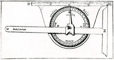Planimeter in Verbindung mit einem Geodreieck für Vermessungen, 1605 von Unbekannt