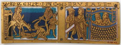 Plakette von einem tragbaren Altar mit Szenen aus dem Leben Jesu von Unbekannt