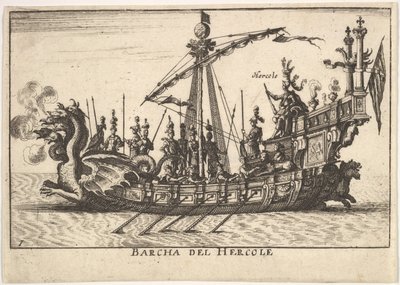 Tafel 1: Schiff des Herkules, mit drachenköpfigem Bug und Herkules an Bord, 1664 von Unbekannt