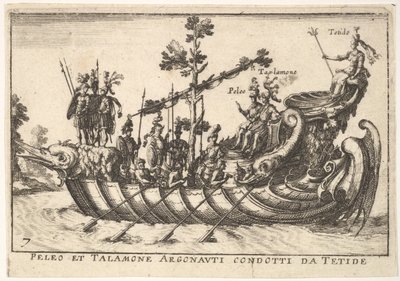 Tafel 7: Peleo und Talamone Argonauten geführt von Tetide, aus Das prächtige Festzug, 1664 von Unbekannt