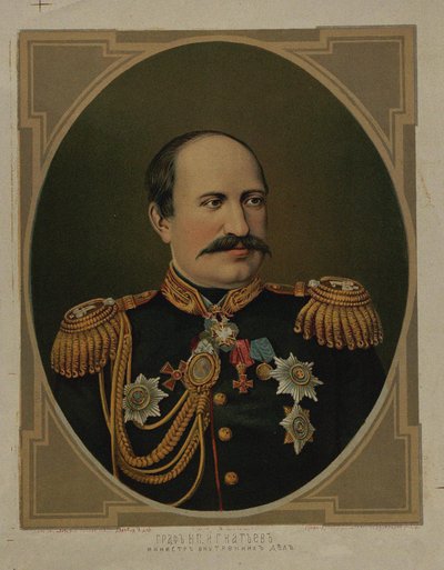 Porträt von Graf Nikolay Pavlovich Ignatyev 1832-1908, Ende des 19. - Anfang des 20. Jahrhunderts von Unbekannt