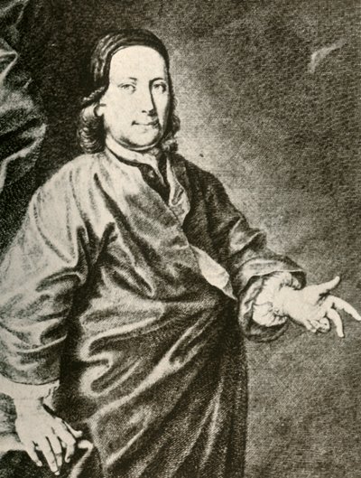 Porträt von Graf Zinzendorf in einer Predigerrobe, um 1740, 1937 von Unbekannt