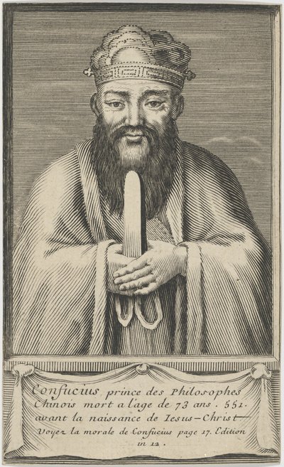 Porträt des chinesischen Denkers und Sozialphilosophen Konfuzius, zwischen 1745 und 1755 von Unbekannt
