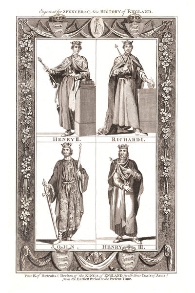 Porträts und Kleider der Könige von England mit Wappen von Unbekannt