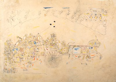 Vorbereitende Studie für ein Porträt von Man Singh und seinem Harem, 1810-15 von Unbekannt