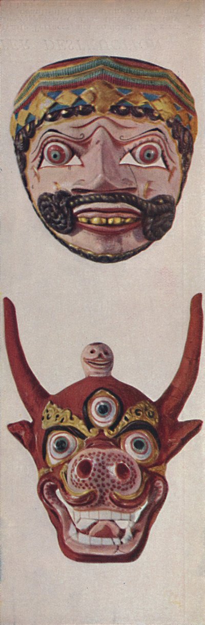 Primitive Kulturen in Ritual- und Festmasken - Festmaske und Kuhgesichtsmaske, um 1935 von Unbekannt