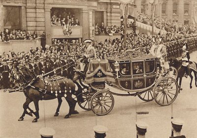 Prinzessin Elizabeth und ihr Cousin Lord Lascelles mit der Prinzessin Royal, 1937 von Unbekannt