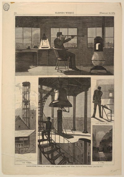 Wachturm, Ecke Spring und Varick Streets, New York, 28. Februar 1874 von Unbekannt