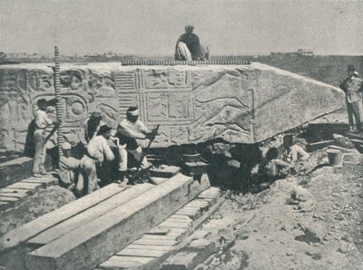 Das Aufrichten der Nadel, um das Gerüst darunter zu bauen, 1877, 1910 von Unbekannt