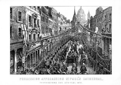 Prozession nähert sich der St. Pauls Kathedrale, Erntedankfest, 27. Februar, 1872, 1899 von Unbekannt