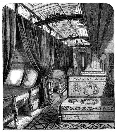 Schlafwagen der Pullman Company auf der Union Pacific Railroad, um 1869 von Unbekannt