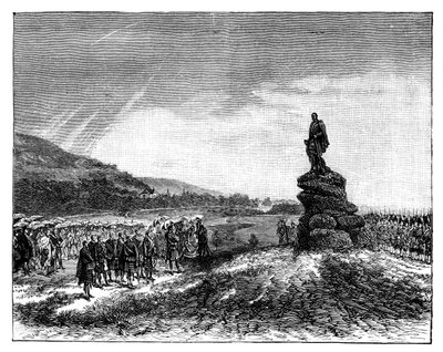 Königin Victoria enthüllt eine Statue von Prinz Albert in Balmoral, Schottland, 1860er Jahre von Unbekannt