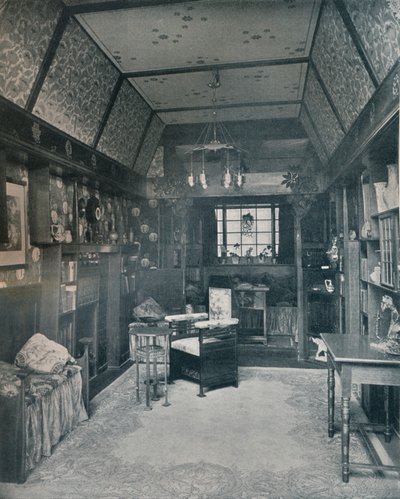 Lesesaal entworfen von H. Novack und ausgeführt von J. W. Muller, um 1899 von Unbekannt
