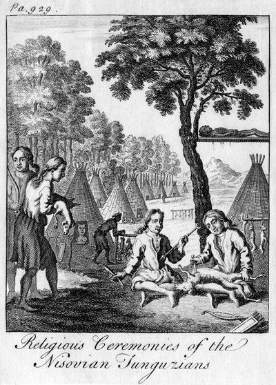 Religiöse Zeremonien der Nisovian Tunguzians, ca. 1748 von Unbekannt