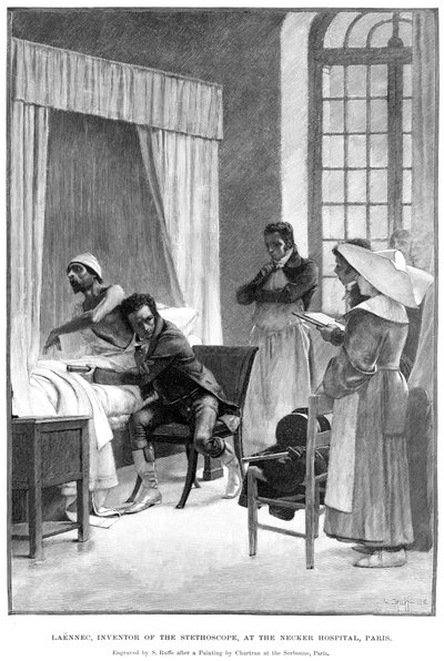 Rene Theophile Hyacinthe Laennec, französischer Arzt und Erfinder des Stethoskops, 1889 von Unbekannt