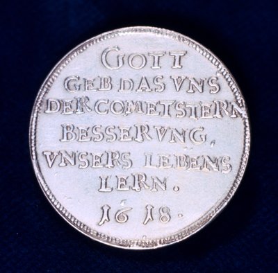 Rückseite einer Medaille zur Erinnerung an den brillanten Kometen von November 1618 von Unbekannt