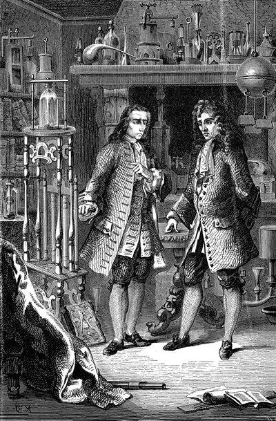 Robert Boyle, anglo-irischer Chemiker und Physiker und Denis Papin, französischer Physiker, 1870 von Unbekannt