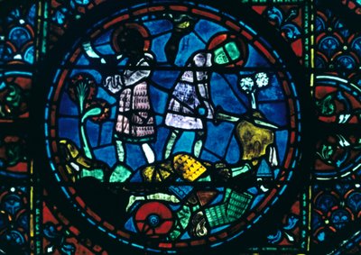 Roland zerbricht sein Schwert und bläst sein Horn, Buntglas, Kathedrale von Chartres, Frankreich, 1194-1260 von Unbekannt