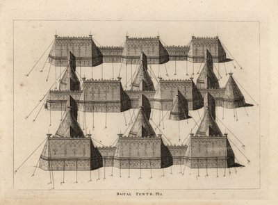 Königliche Zelte aufgestellt für das Treffen von König Heinrich VIII. und König Franz I. von Frankreich nahe Ardres 1520 von Unbekannt