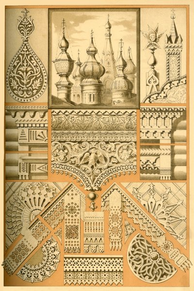 Russisches architektonisches Ornament und Holzschnitzerei, 1898 von Unbekannt