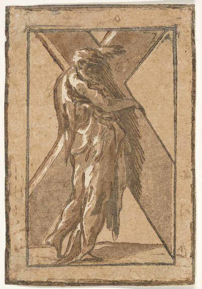 Heiliger Andreas im Profil mit einem großen Kreuz aus einer Serie von Zwölf Aposteln, ca. 1540-50 von Unbekannt