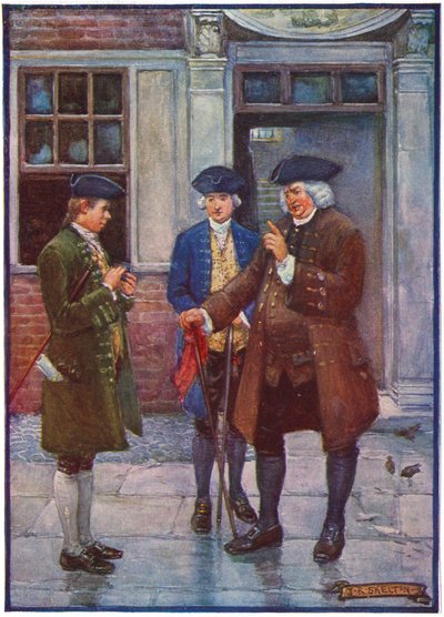 Samuel Johnson, englischer Schriftsteller, spricht mit Oliver Goldsmith, englischer Autor, ca. 1755-1774 von Unbekannt