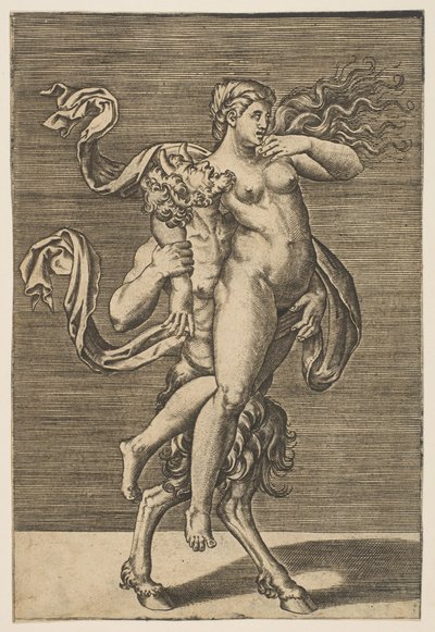 Satyr trägt eine Nymphe und hält ihren rechten Arm fest, ca. 1515-1600 von Unbekannt