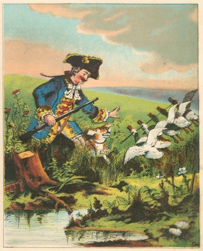 Szene aus Die Abenteuer des Baron Münchhausen von Rudolph Erich Raspe, ca. 1850 von Unbekannt