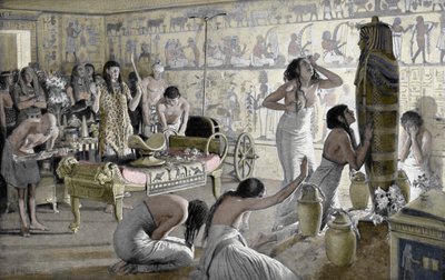 Trauerszene im Totentempel von Tutanchamun, Ägypten, 1325 v. Chr., 1933-1934 von Unbekannt
