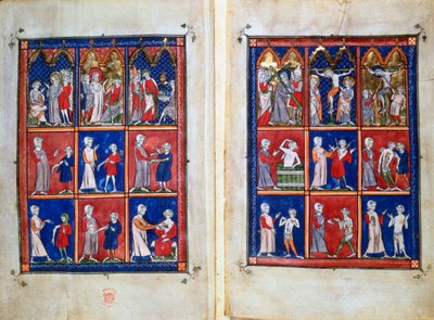 Szenen aus dem Leben Christi und Ärzte mit Patienten von Unbekannt