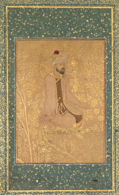 Sitzender Gelehrter, Randfragment aus dem Teheran-Berlin-Album, um 1605-1610 von Unbekannt