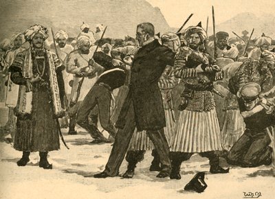 Festnahme von Sir William Macnaghten durch Akbar Khan, Afghanistan, 1841 ca. 1890 von Unbekannt