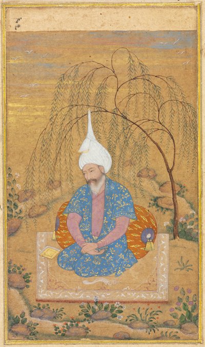 Schah Tahmasp I 1514-1576 sitzt in einer Landschaft, ca. 1575 von Unbekannt