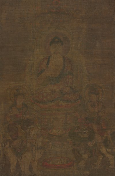 Shakyamuni-Trias: Buddha begleitet von Manjushri und Samantabhadra, ca. 900 von Unbekannt