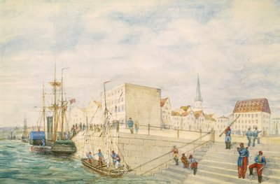 Schiffe in einem Hafen, Teil des London-Hongkong-Panoramas von Unbekannt