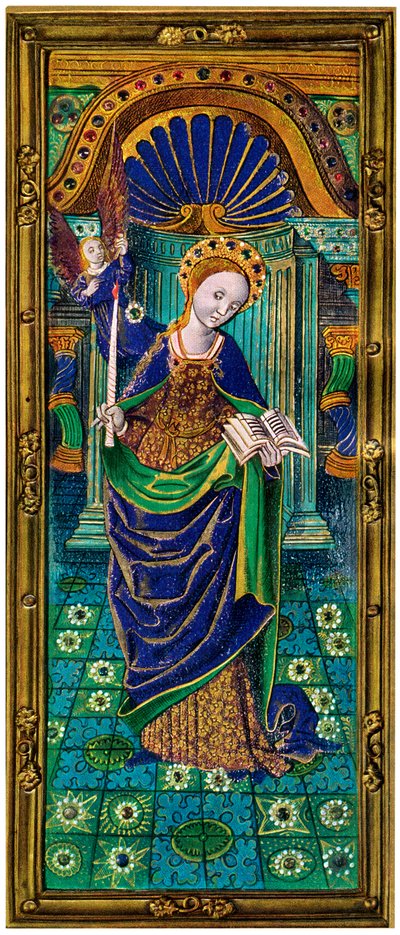 Flügel eines Triptychons, Champlevé-Email auf Kupfer, 16. Jahrhundert, 1931 von Unbekannt