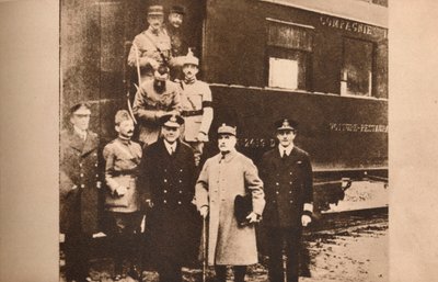 Unterzeichnung des Waffenstillstands zur Beendigung des Ersten Weltkriegs, 11. November 1918, 1935 von Unbekannt