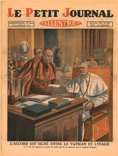 Unterzeichnung des Abkommens zwischen dem Vatikan und Italien, 1929 von Unbekannt