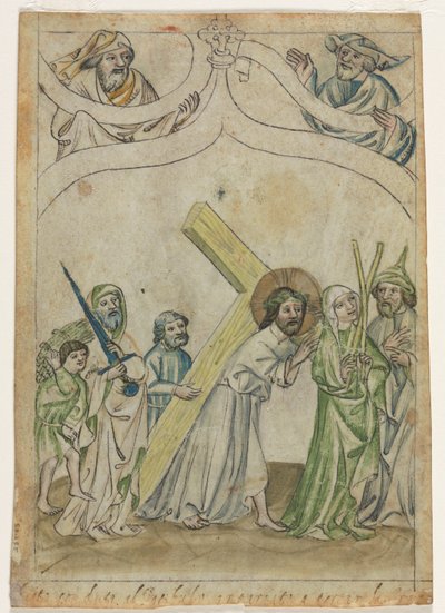 Einzelblatt aus einer Biblia Pauperum: Christus mit Dornen gekrönt von Unbekannt