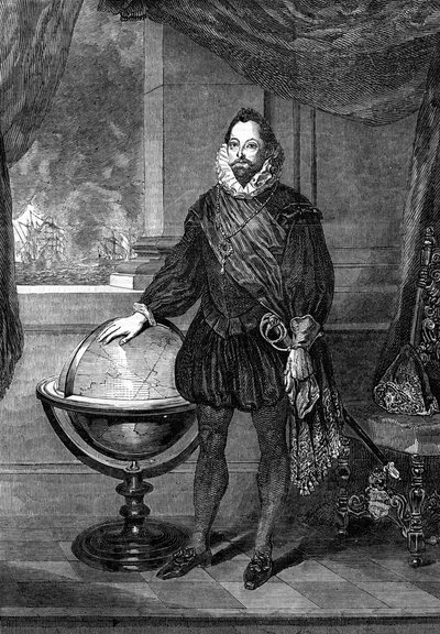 Sir Francis Drake, Navigator, Seefahrer und Pirat des 16. Jahrhunderts, 1851 von Unbekannt