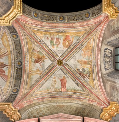 Südliches Querschiff erstes östliches Joch, Jakob schickt Josephs Sohn zur Weide, Plan der Brüder, Joseph zu fangen, Ruben schlägt vor, ihn in den Brunnen zu werfen, Joseph wird an Händler verkauft, Kathedrale Santa Maria Assunta, Duomo, Cremona, Lombardei von Unbekannt